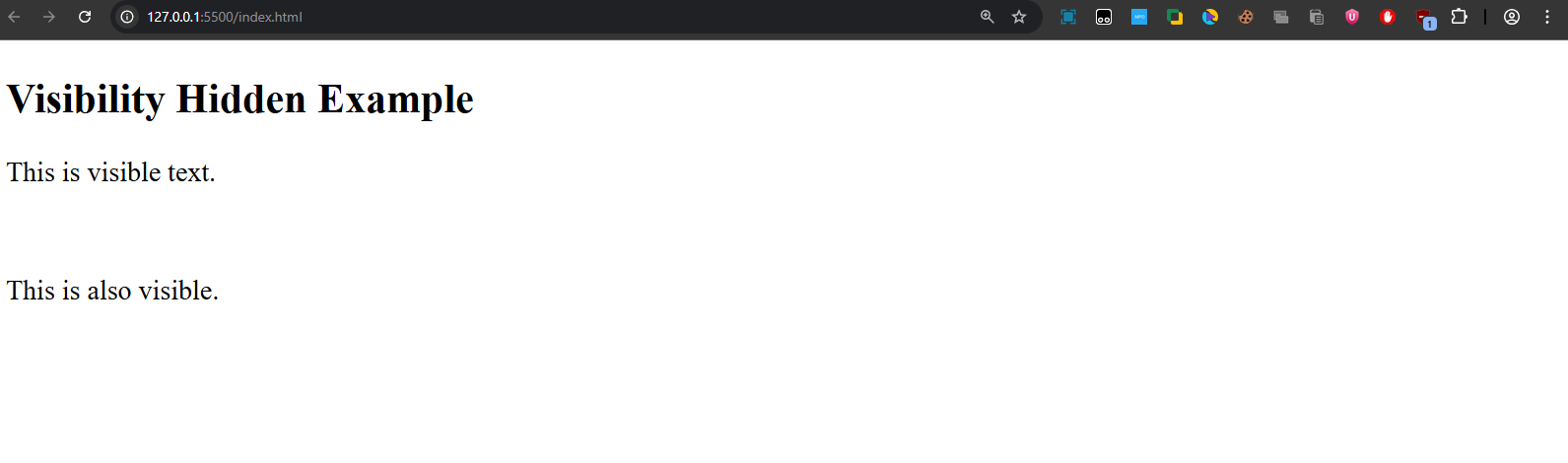 visibility hidden output