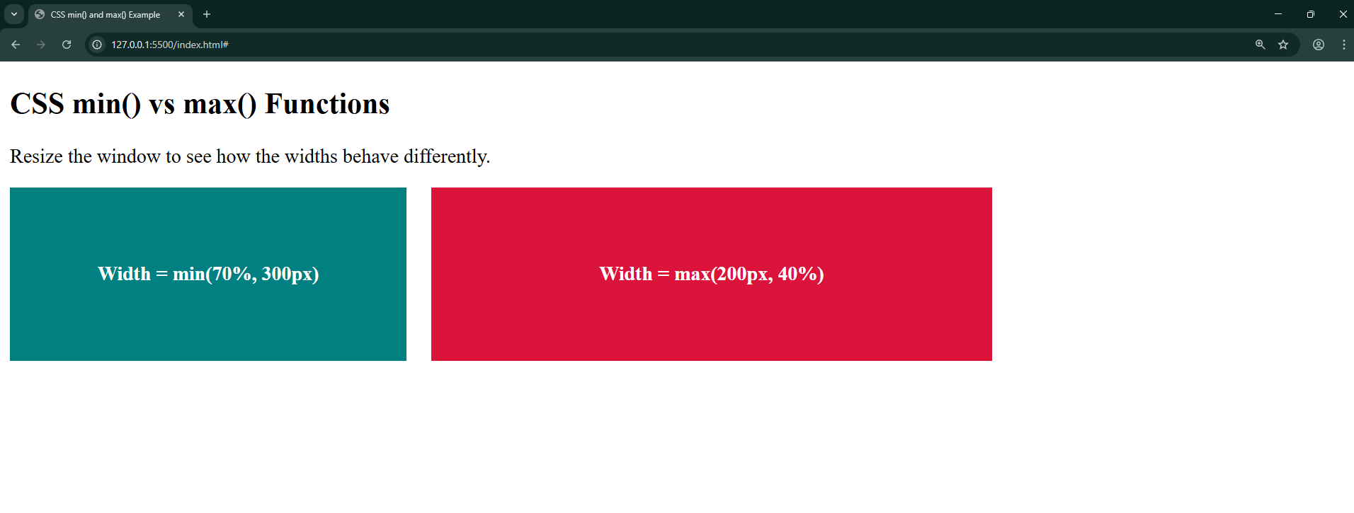 min max function output